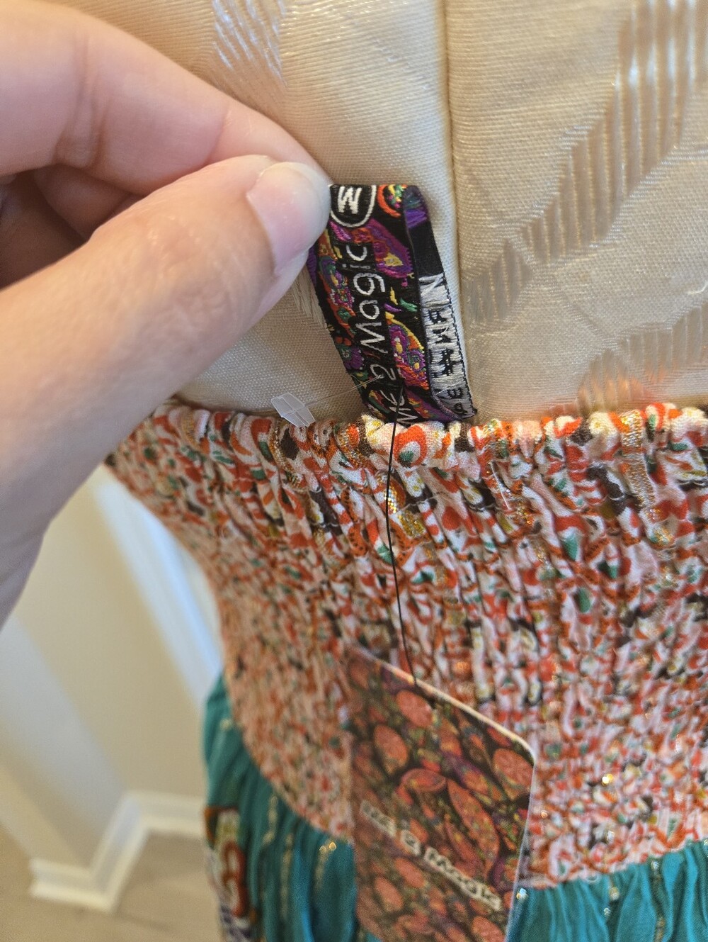 Me 2 Magic NWT Bohemian Dress With Colorblock Print, Size Large - Picture 10 of 11